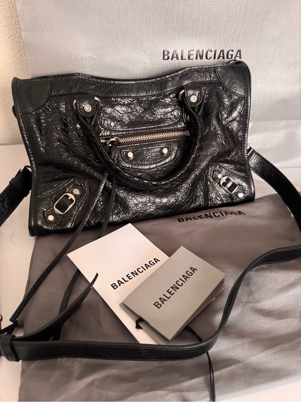 Balenciaga Black Leather Le City Bag in black